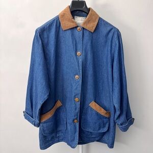 Vintage Oversized Denim Jacket Women Size Large Casual Relaxed Fit Denim Coat.